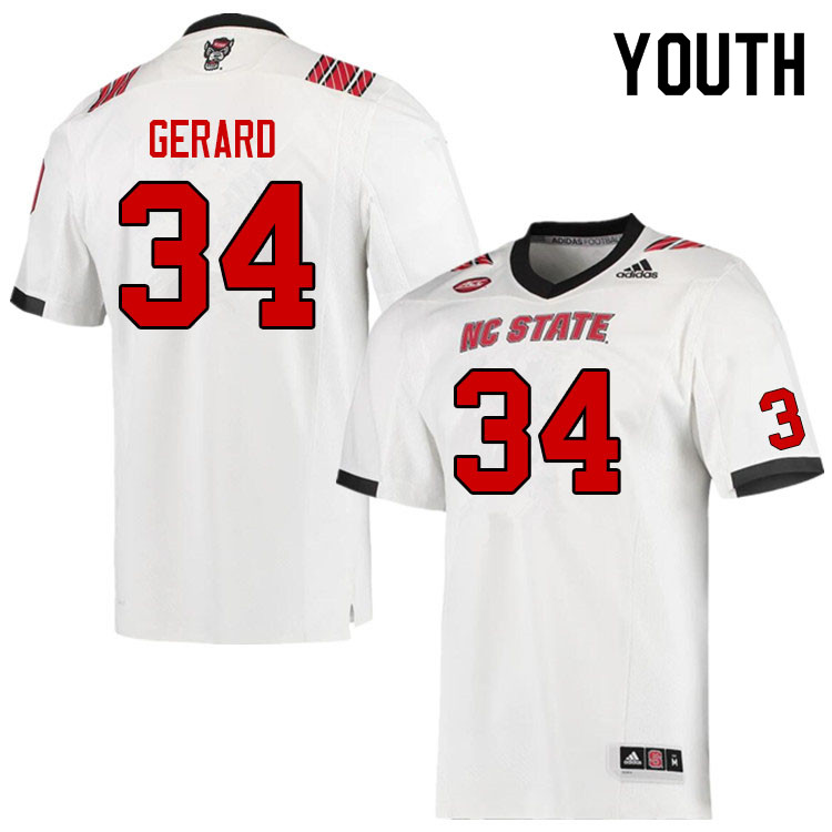 Youth #34 Walt Gerard NC State Wolfpack College Football Jerseys Sale-White - Click Image to Close